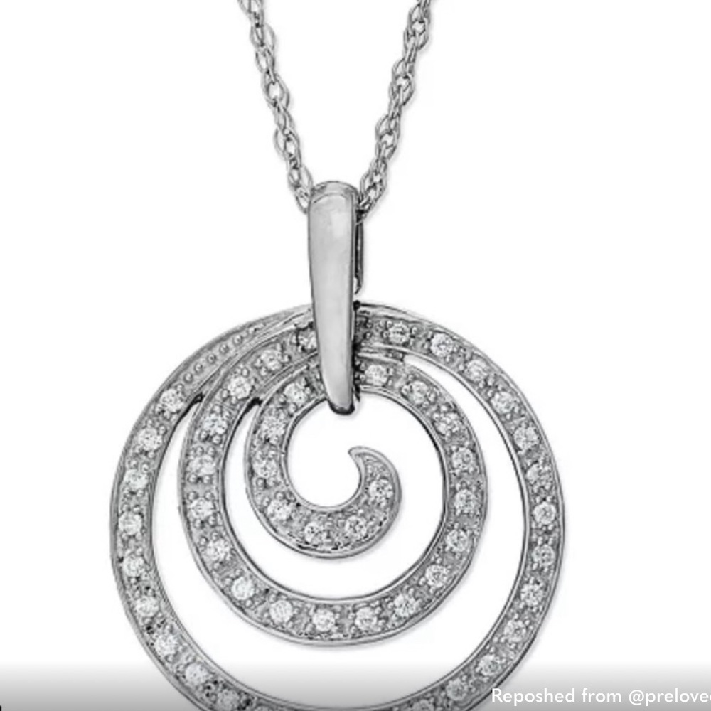 ๐ 925 Stamped Silver Pavรฉ Diamonds Spiral of Life Necklace - Picture 1 of 13